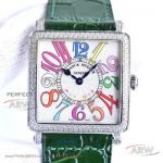 GF Factory Franck Muller Master Square Color Dreams Green Leather Strap 32.7mm Swiss Quartz Women's Watch